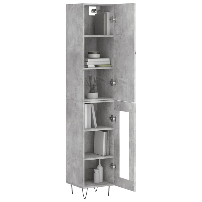 Dulap înalt, gri beton, 34,5x34x180 cm, lemn prelucrat - WALTI WALTI