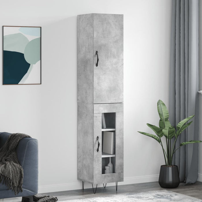 Dulap înalt, gri beton, 34,5x34x180 cm, lemn prelucrat - WALTI WALTI