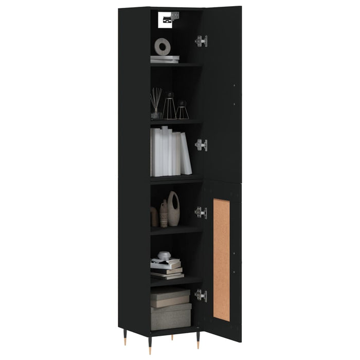Dulap înalt, negru, 34,5x34x180 cm, lemn prelucrat WALTI