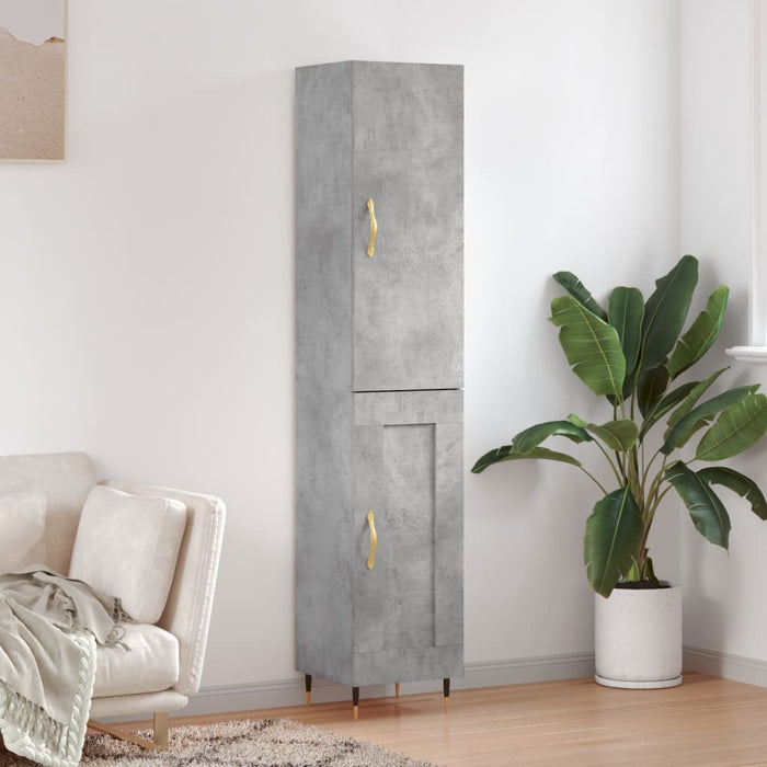 Dulap înalt, gri beton, 34,5x34x180 cm, lemn prelucrat - WALTI WALTI
