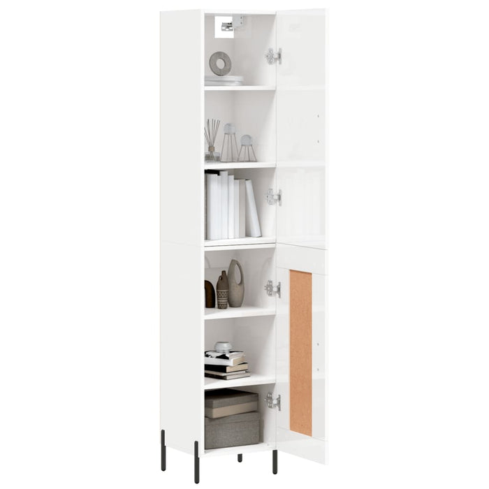 Dulap înalt, alb extralucios, 34,5x34x180 cm, lemn prelucrat WALTI