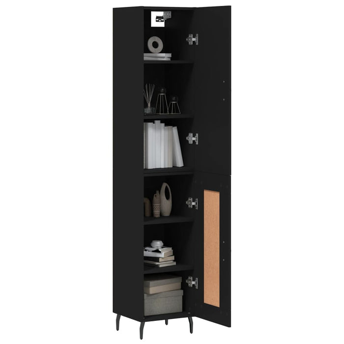 Dulap înalt, negru, 34,5x34x180 cm, lemn prelucrat WALTI