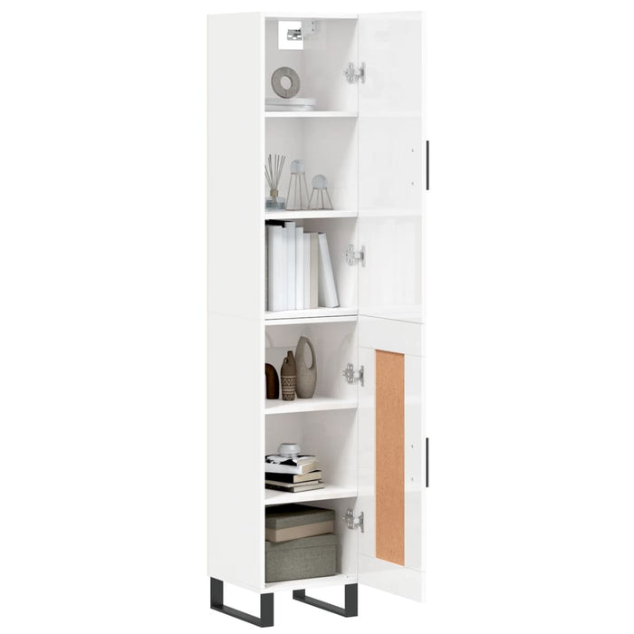Dulap înalt, alb extralucios, 34,5x34x180 cm, lemn prelucrat WALTI