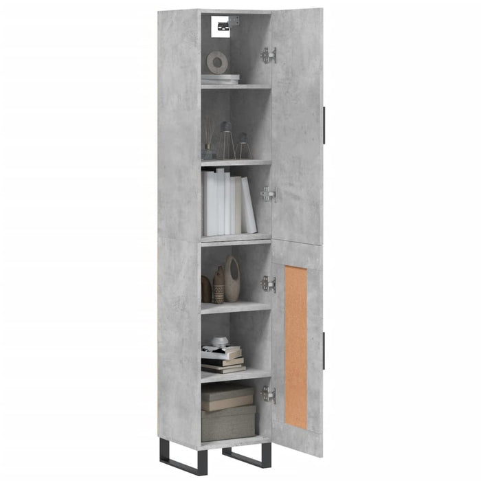Dulap înalt, gri beton, 34,5x34x180 cm, lemn prelucrat WALTI