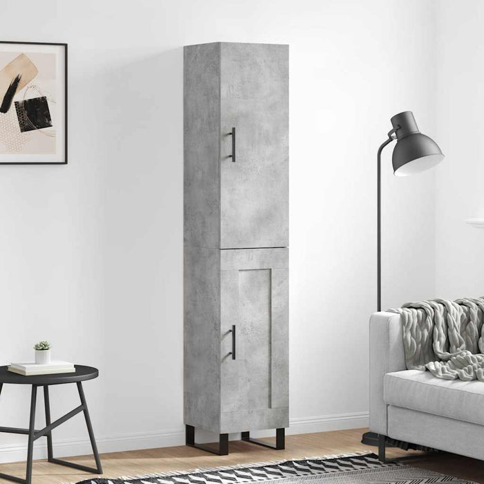 Dulap înalt, gri beton, 34,5x34x180 cm, lemn prelucrat WALTI