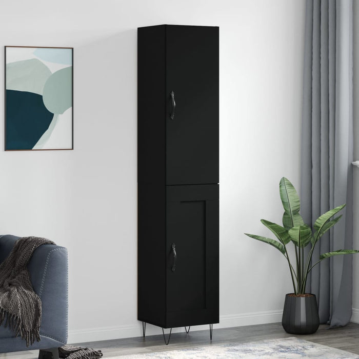 Dulap înalt, negru, 34,5x34x180 cm, lemn prelucrat WALTI