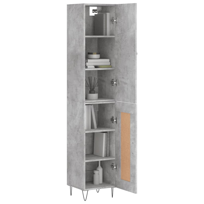 Dulap înalt, gri beton, 34,5x34x180 cm, lemn prelucrat - WALTI WALTI