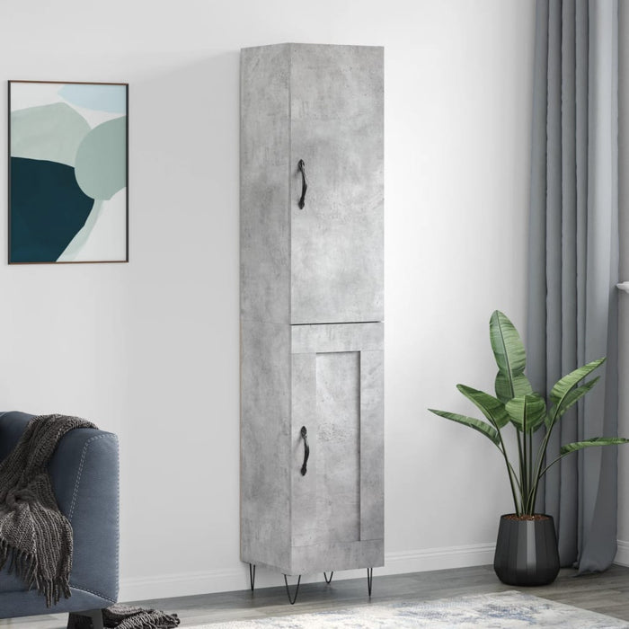 Dulap înalt, gri beton, 34,5x34x180 cm, lemn prelucrat - WALTI WALTI