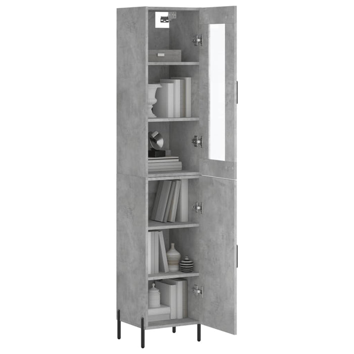 Dulap înalt, gri beton, 34,5x34x180 cm, lemn prelucrat - WALTI WALTI