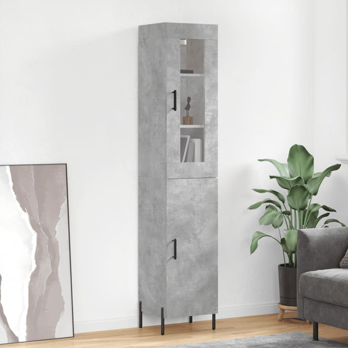 Dulap înalt, gri beton, 34,5x34x180 cm, lemn prelucrat - WALTI WALTI