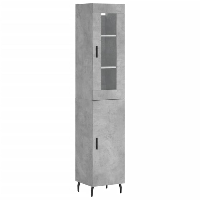 Dulap înalt, gri beton, 34,5x34x180 cm, lemn prelucrat WALTI