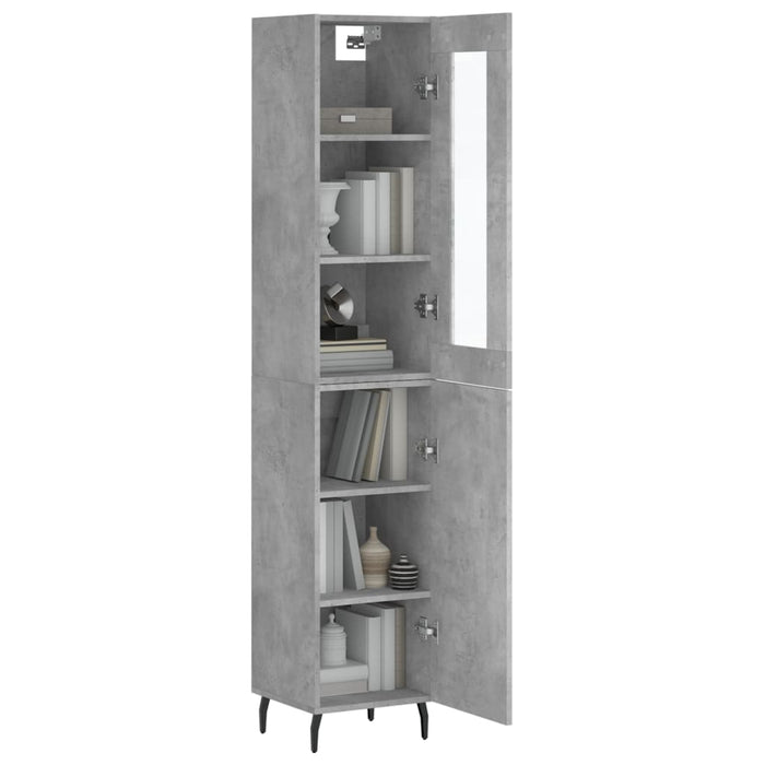 Dulap înalt, gri beton, 34,5x34x180 cm, lemn prelucrat WALTI