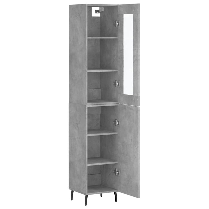 Dulap înalt, gri beton, 34,5x34x180 cm, lemn prelucrat WALTI