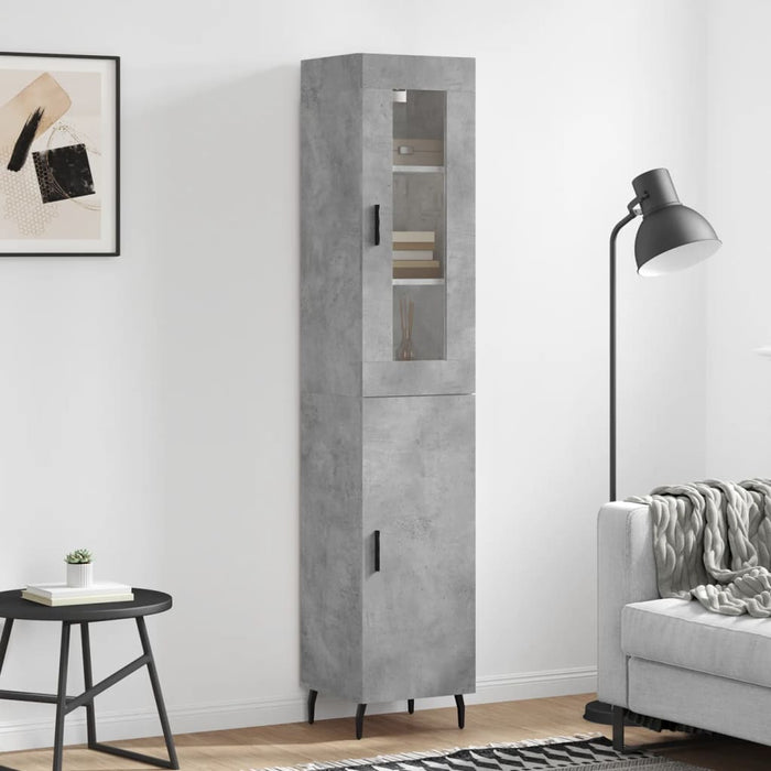 Dulap înalt, gri beton, 34,5x34x180 cm, lemn prelucrat WALTI