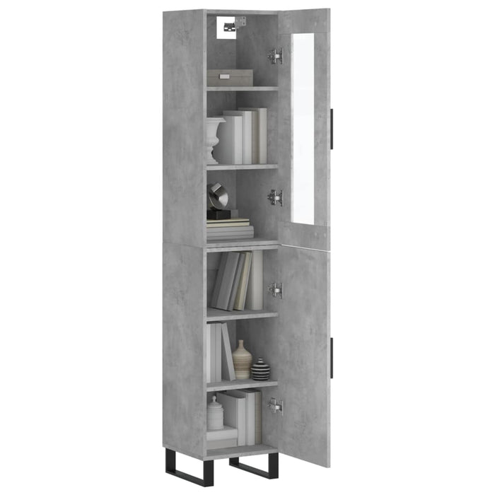 Dulap înalt, gri beton, 34,5x34x180 cm, lemn prelucrat WALTI