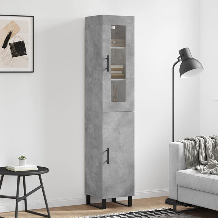 Dulap înalt, gri beton, 34,5x34x180 cm, lemn prelucrat WALTI