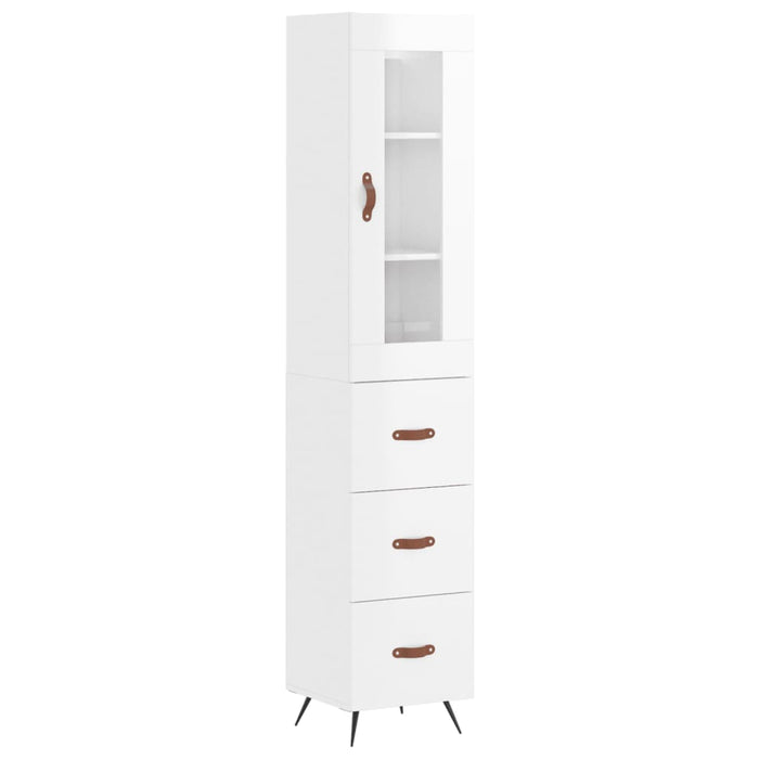 Dulap înalt, alb extralucios, 34,5x34x180 cm, lemn prelucrat WALTI