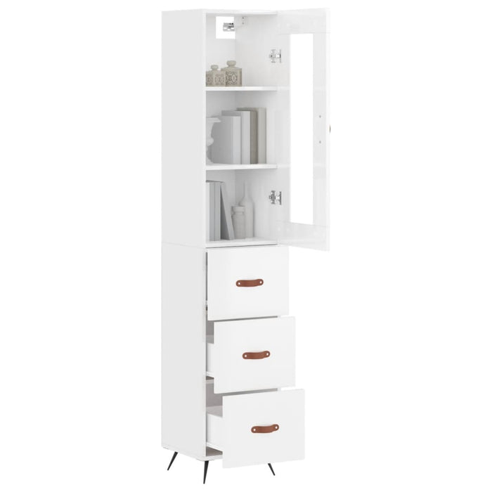Dulap înalt, alb extralucios, 34,5x34x180 cm, lemn prelucrat WALTI