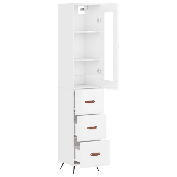 Dulap înalt, alb extralucios, 34,5x34x180 cm, lemn prelucrat WALTI