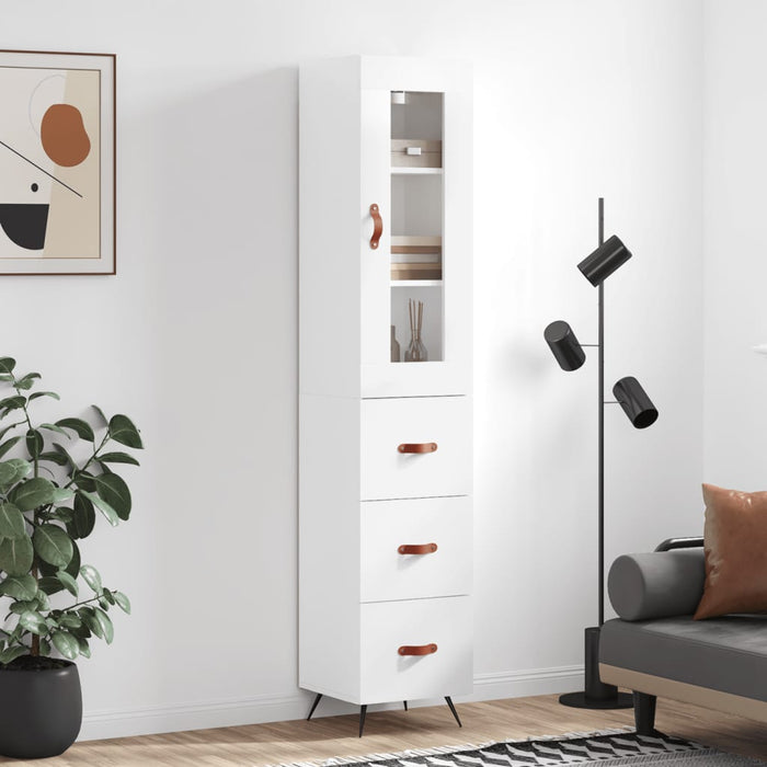 Dulap înalt, alb extralucios, 34,5x34x180 cm, lemn prelucrat WALTI