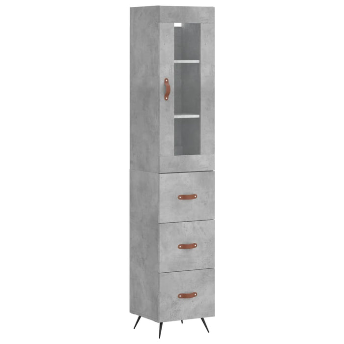 Dulap înalt, gri beton, 34,5x34x180 cm, lemn prelucrat WALTI
