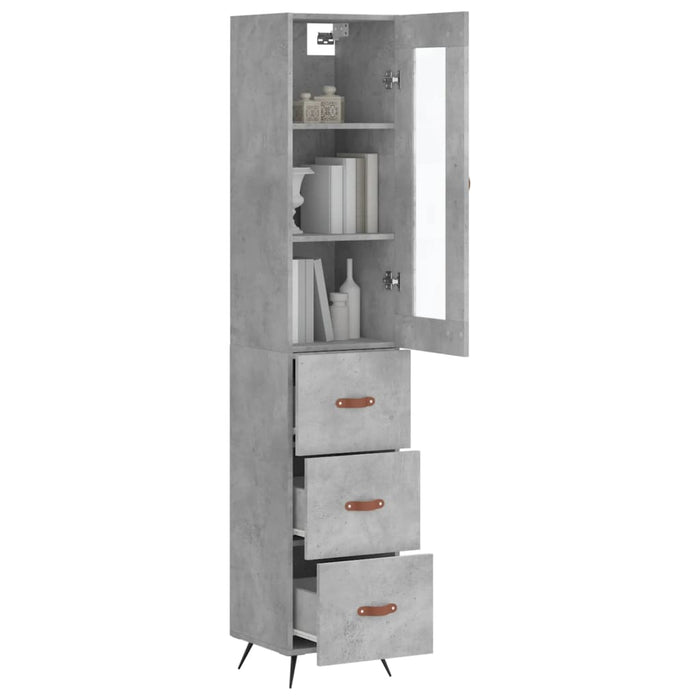 Dulap înalt, gri beton, 34,5x34x180 cm, lemn prelucrat WALTI