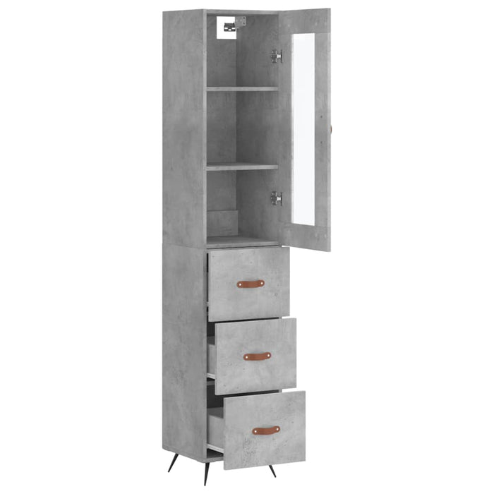 Dulap înalt, gri beton, 34,5x34x180 cm, lemn prelucrat WALTI
