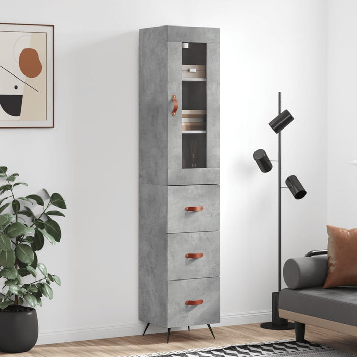 Dulap înalt, gri beton, 34,5x34x180 cm, lemn prelucrat WALTI
