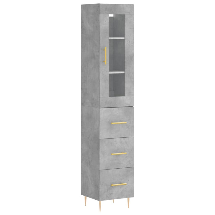 Dulap înalt, gri beton, 34,5x34x180 cm, lemn prelucrat WALTI