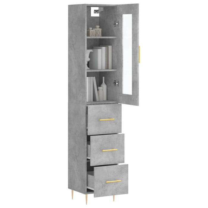 Dulap înalt, gri beton, 34,5x34x180 cm, lemn prelucrat WALTI