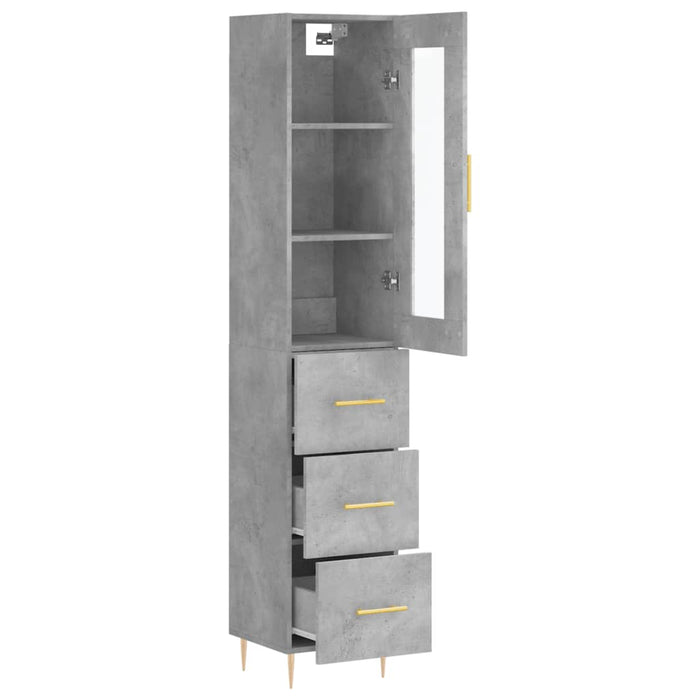 Dulap înalt, gri beton, 34,5x34x180 cm, lemn prelucrat WALTI