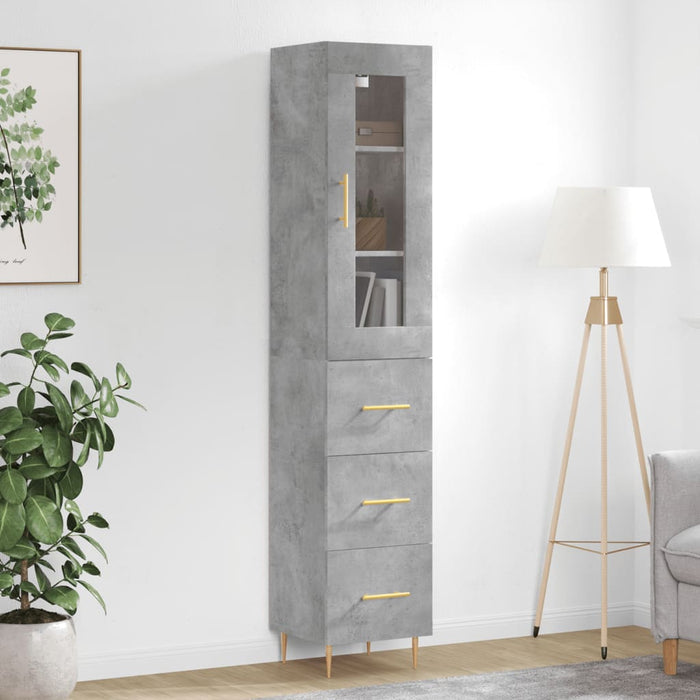 Dulap înalt, gri beton, 34,5x34x180 cm, lemn prelucrat WALTI