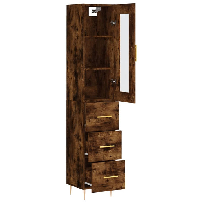 Dulap înalt, stejar fumuriu, 34,5x34x180 cm, lemn prelucrat WALTI