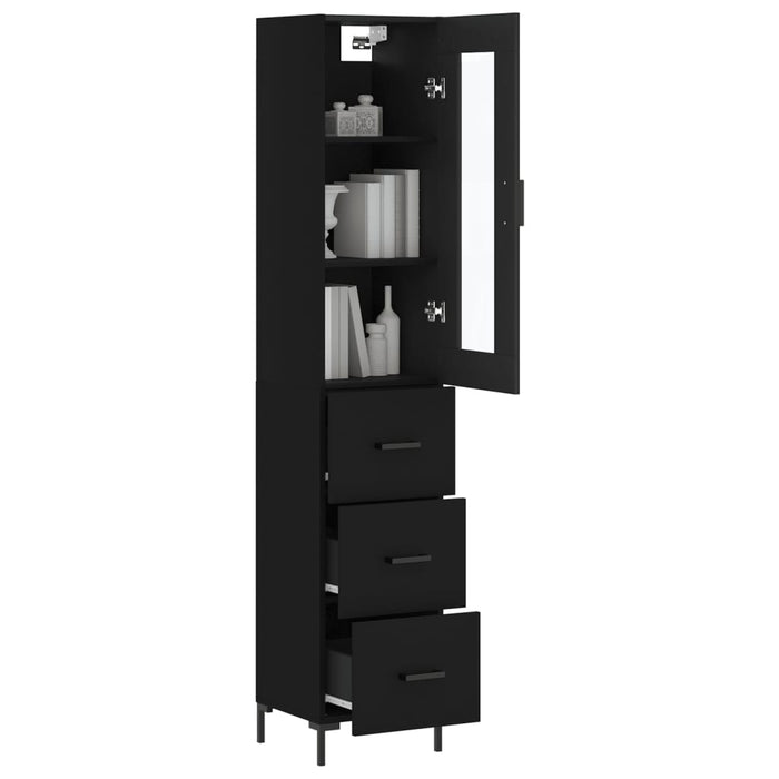 Dulap înalt, negru, 34,5x34x180 cm, lemn prelucrat WALTI