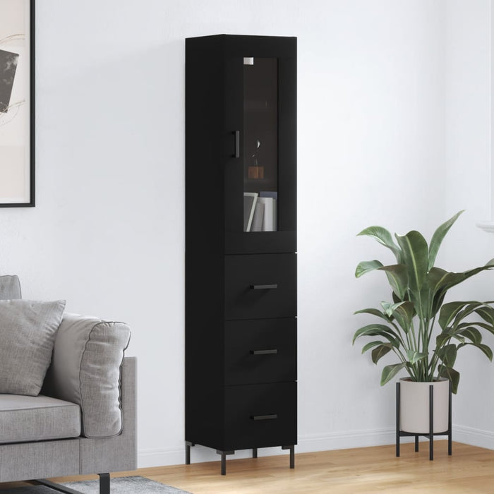Dulap înalt, negru, 34,5x34x180 cm, lemn prelucrat WALTI