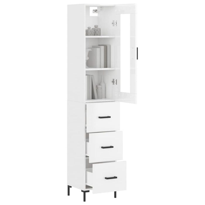 Dulap înalt, alb extralucios, 34,5x34x180 cm, lemn prelucrat WALTI