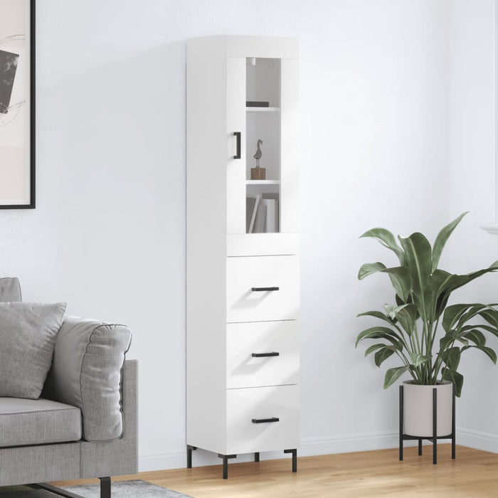 Dulap înalt, alb extralucios, 34,5x34x180 cm, lemn prelucrat WALTI