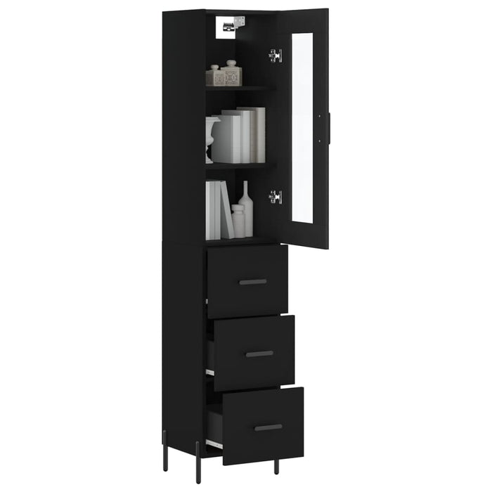 Dulap înalt, negru, 34,5x34x180 cm, lemn prelucrat WALTI