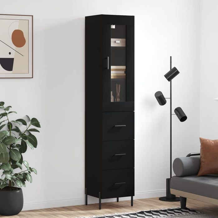 Dulap înalt, negru, 34,5x34x180 cm, lemn prelucrat WALTI