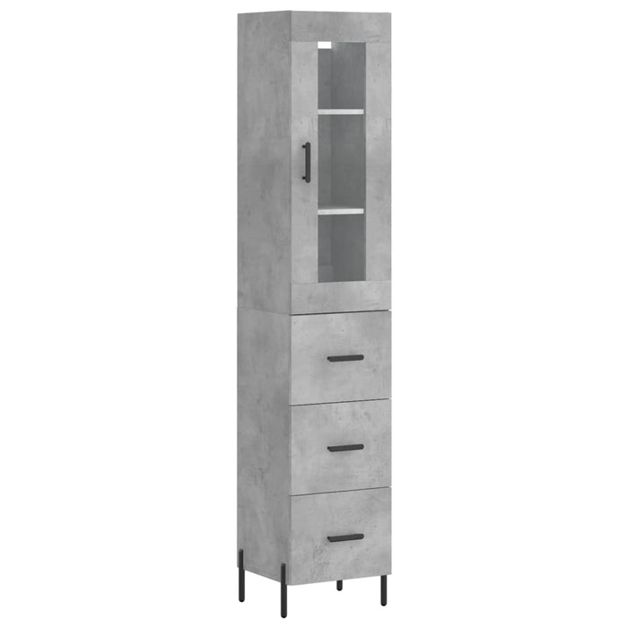 Dulap înalt, gri beton, 34,5x34x180 cm, lemn prelucrat - WALTI WALTI