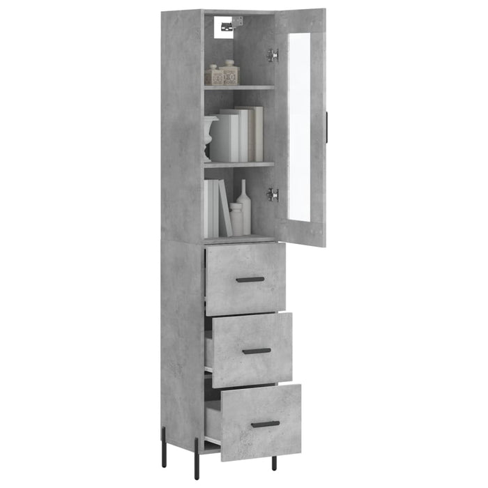 Dulap înalt, gri beton, 34,5x34x180 cm, lemn prelucrat - WALTI WALTI
