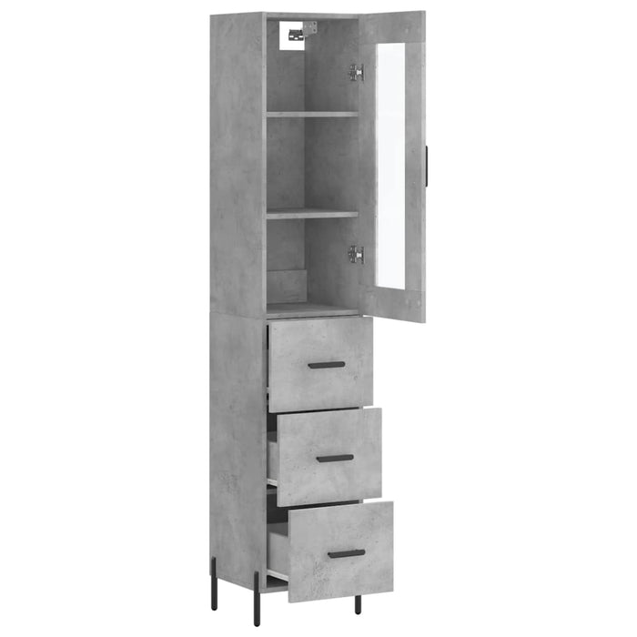 Dulap înalt, gri beton, 34,5x34x180 cm, lemn prelucrat - WALTI WALTI