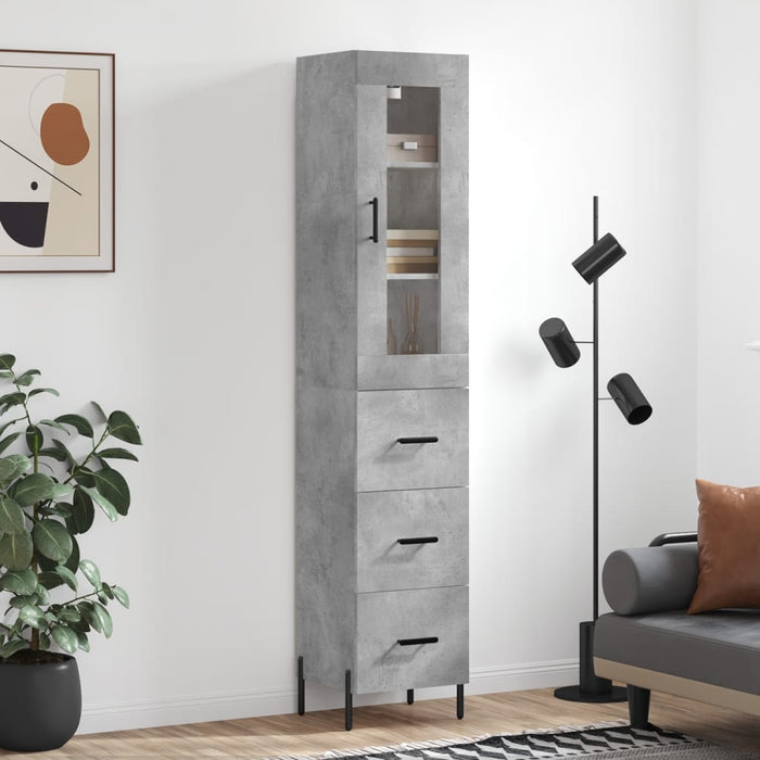 Dulap înalt, gri beton, 34,5x34x180 cm, lemn prelucrat - WALTI WALTI