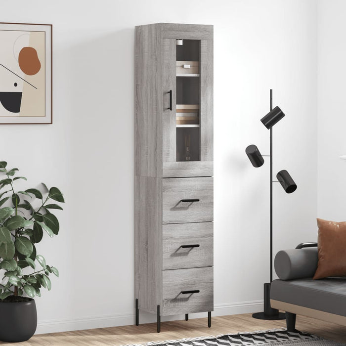 Dulap înalt, gri sonoma, 34,5x34x180 cm, lemn prelucrat WALTI