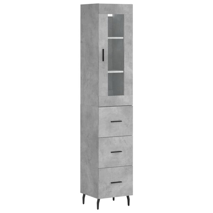 Dulap înalt, gri beton, 34,5x34x180 cm, lemn prelucrat - WALTI WALTI