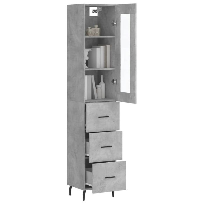Dulap înalt, gri beton, 34,5x34x180 cm, lemn prelucrat - WALTI WALTI