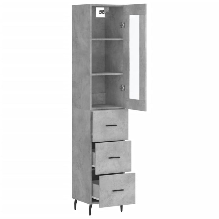 Dulap înalt, gri beton, 34,5x34x180 cm, lemn prelucrat - WALTI WALTI