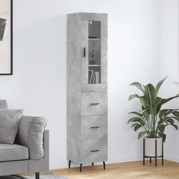 Dulap înalt, gri beton, 34,5x34x180 cm, lemn prelucrat - WALTI WALTI