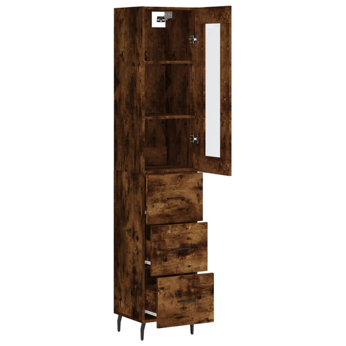 Dulap înalt, stejar fumuriu, 34,5x34x180 cm, lemn prelucrat - WALTI WALTI