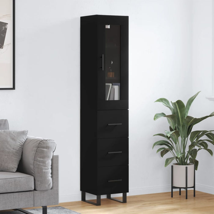 Dulap înalt, negru, 34,5x34x180 cm, lemn prelucrat WALTI